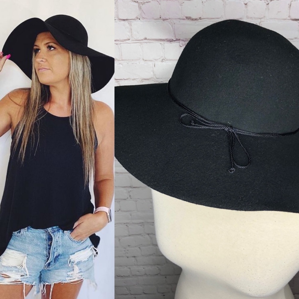 Vintage Black Wide-Brim Hat